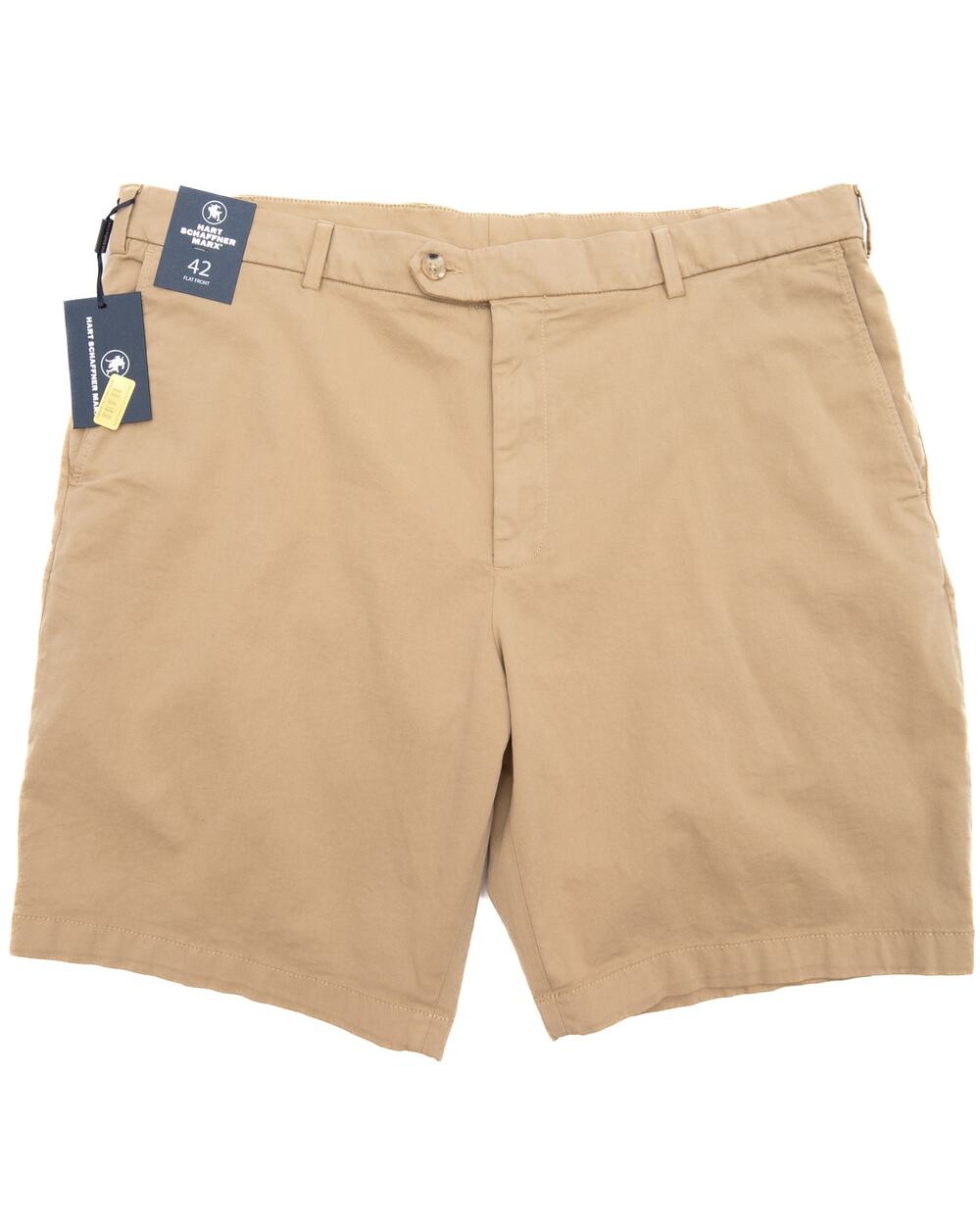 New Hart Schaffner Marx Khaki Stretch Classic Flat-Front Chino Shorts Size 42